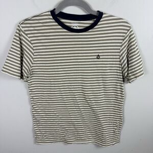 VOLCOM WOMENS Crew Short Sleeve Striped Boy Tee Med/large Brown Skater